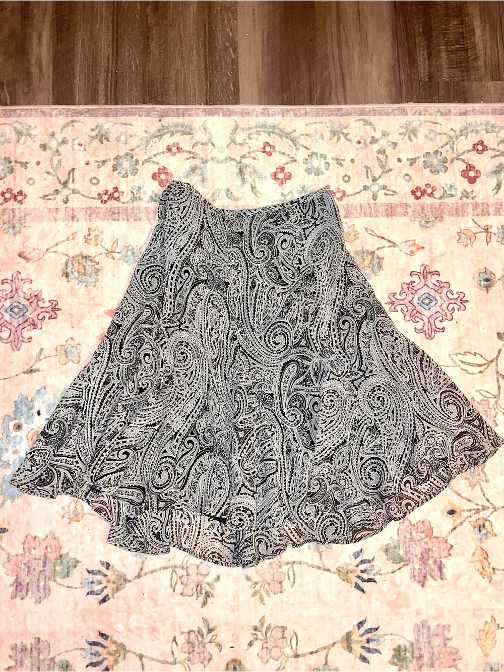 Apt. 9 Black and White Paisley Circle Skirt